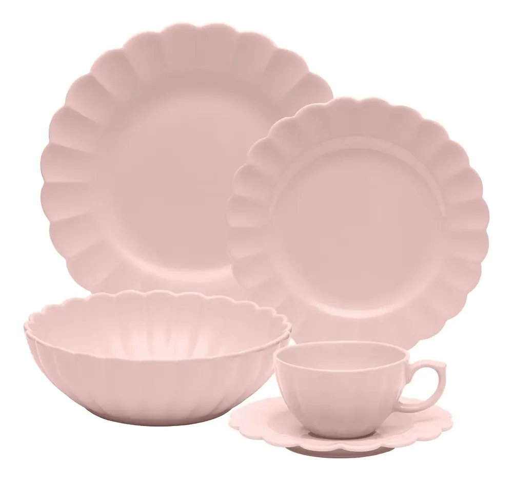 Aparelho De Jantar 20 Peças Dalia Flora Oxford Porcelana