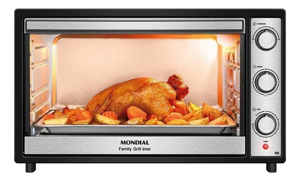 Forno Elétrico Mondial 60l Frn-60-bi 1800w Preto/inox 110v Preto