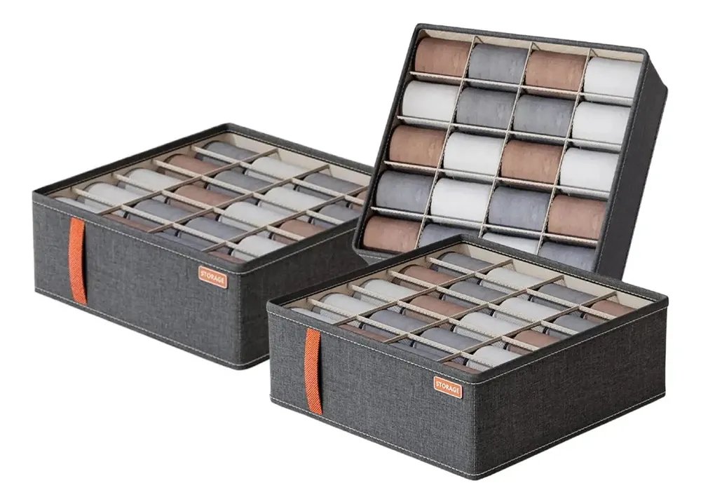 Kit 3 Organizador Gaveta Colmeia 20 Divisoria Meia Calcinha Cinza-escuro
