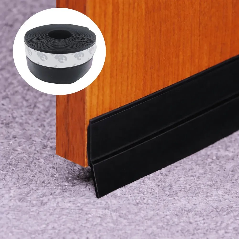 Veda Fresta Silicone 3m Protetor Adesivo De Porta 5 Metros Preto 3.5cm