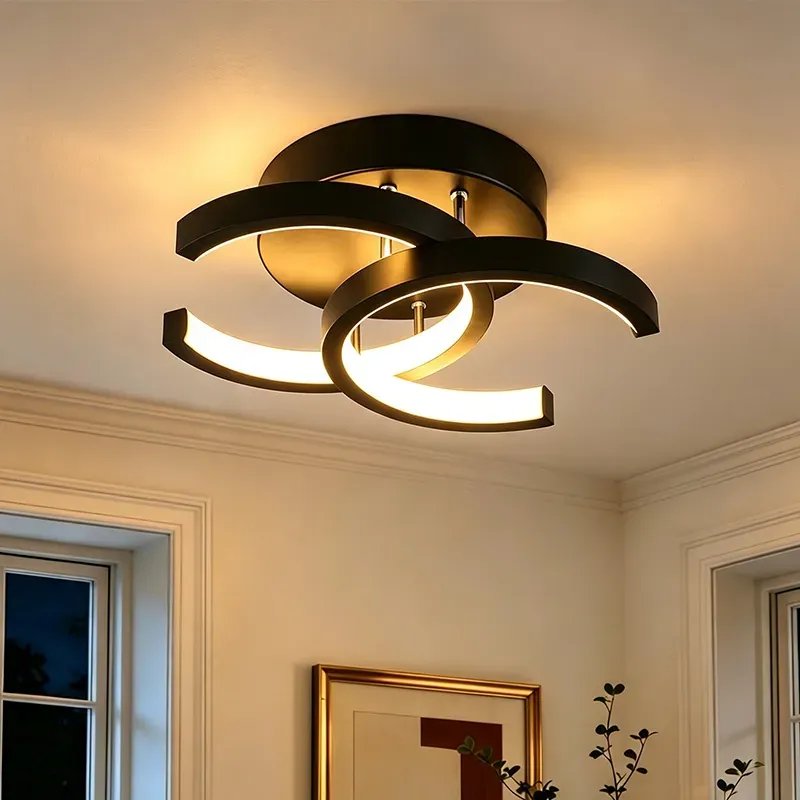 Luminária De Teto Moderna,lustre Sala Pendentes Led 3 Em 1 127/220v Preto