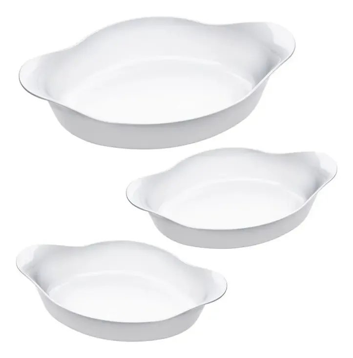 Marinex Conjunto de Assadeiras Oval Opaline 3 Peças Branco