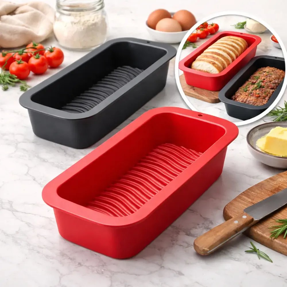 Forma De Silicone Retangular Para Assar Pão, Bolo, Pudim E Tortas Flexível, Resistente, Antiaderente Cores Sortidas