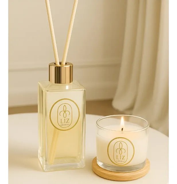 Kit Difusor De Ambiente E Vela Aromática Em Vidro Artesanal