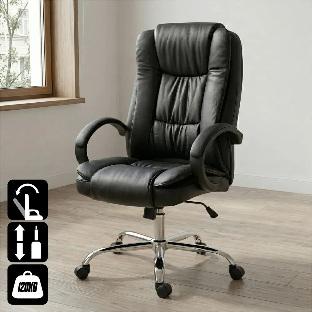 Cadeira escritório presidente ergonômica couro cor preto K Nakasaki