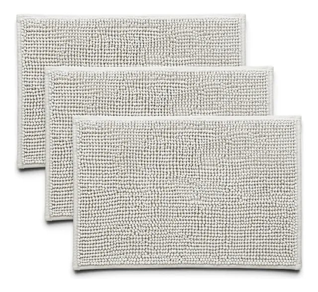 Kit 3 Tapetes Banheiro Microfibra Chenille Bolinha 40x60cm
