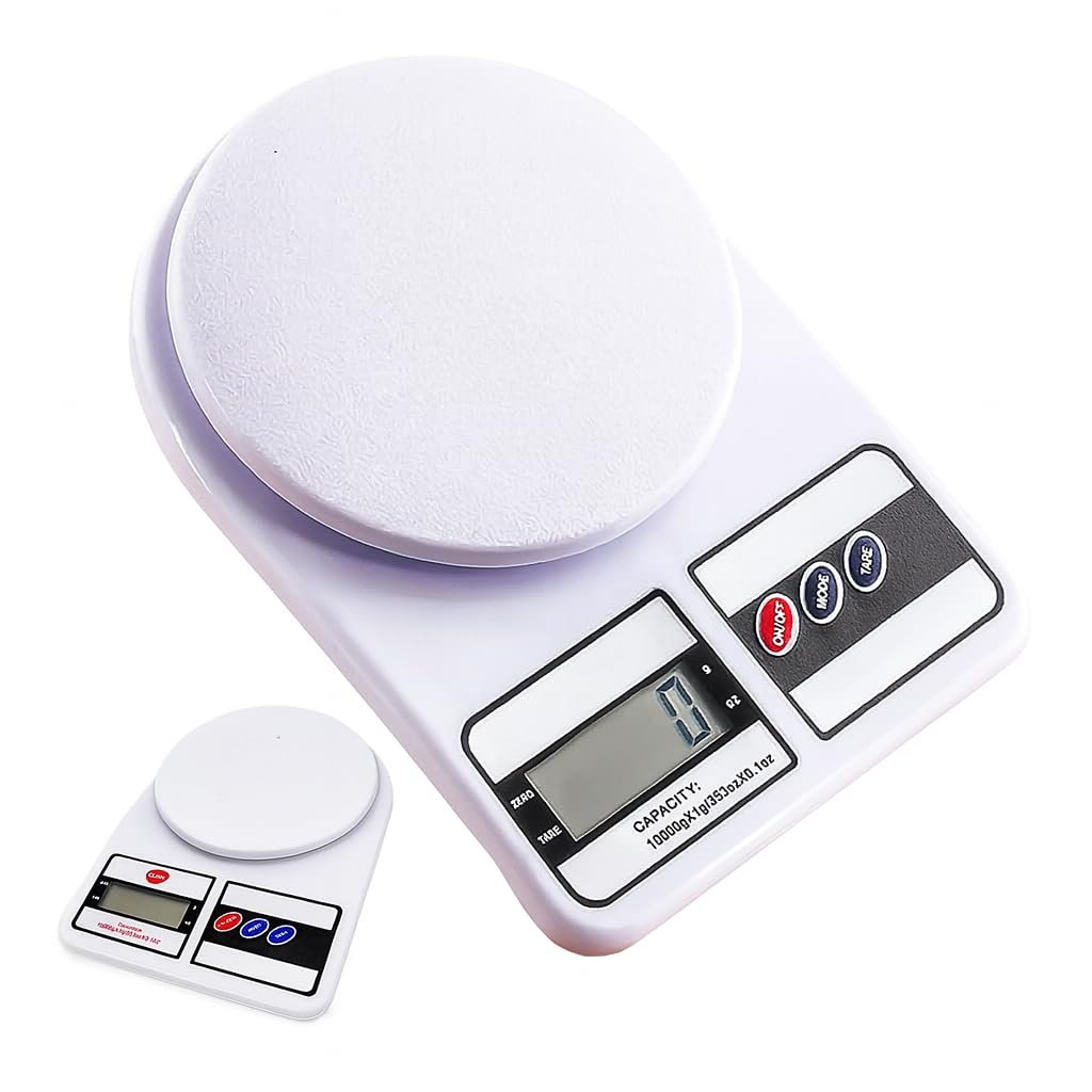 Balança Digital de Precisão de Cozinha Para Uso Domestico e Profissional Fitness ideal para Dietas Treinos Alimentos Confeitaria Nutrição capacidade máxima 10 kg Branco Premium