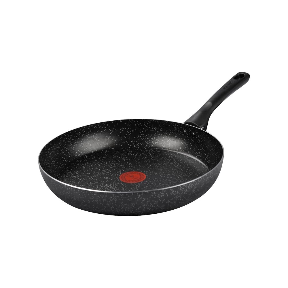Frigideira Rochedo Stone Pro 30cm Preto com Efeito Pedra e Antiaderente Minerium, Alta Resistência e Durabilidade, Cabos Ergonômicos e Base Limpa Fácil