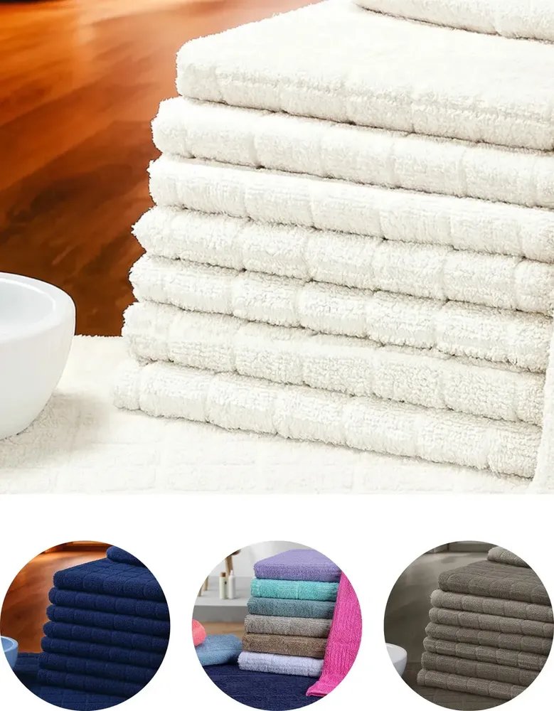 Kit 6 Toalhas de Piso para Banheiro 100% Algodão Tapete Saída de Box Pés Atoalhado Geométrico Jogo Toalha Macio Absorvente Lavável Hotel Branco Branca - 44x65 cm - Renova Enxovais