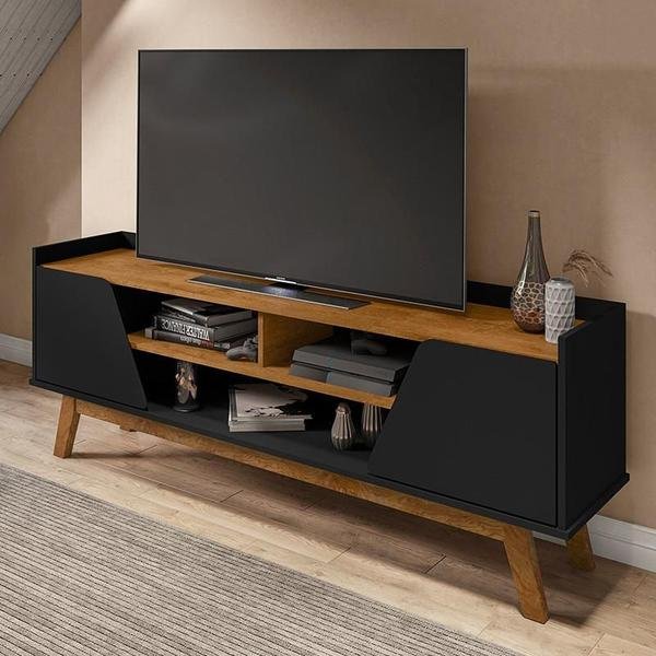 Rack Sala Turim para TV até 65 Polegadas com Pés Madeira