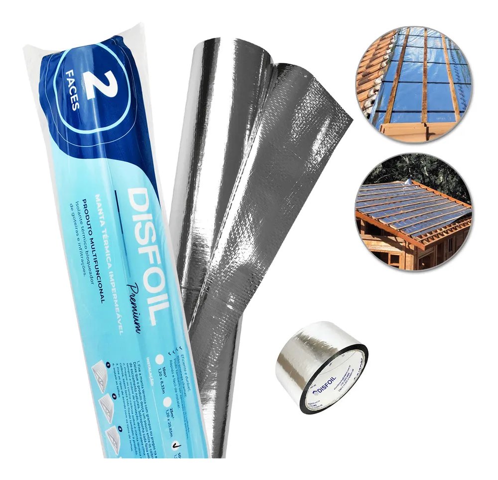Manta Térmica P/ Telhado Disfoil Premium 2 Faces 50m2 + Fita