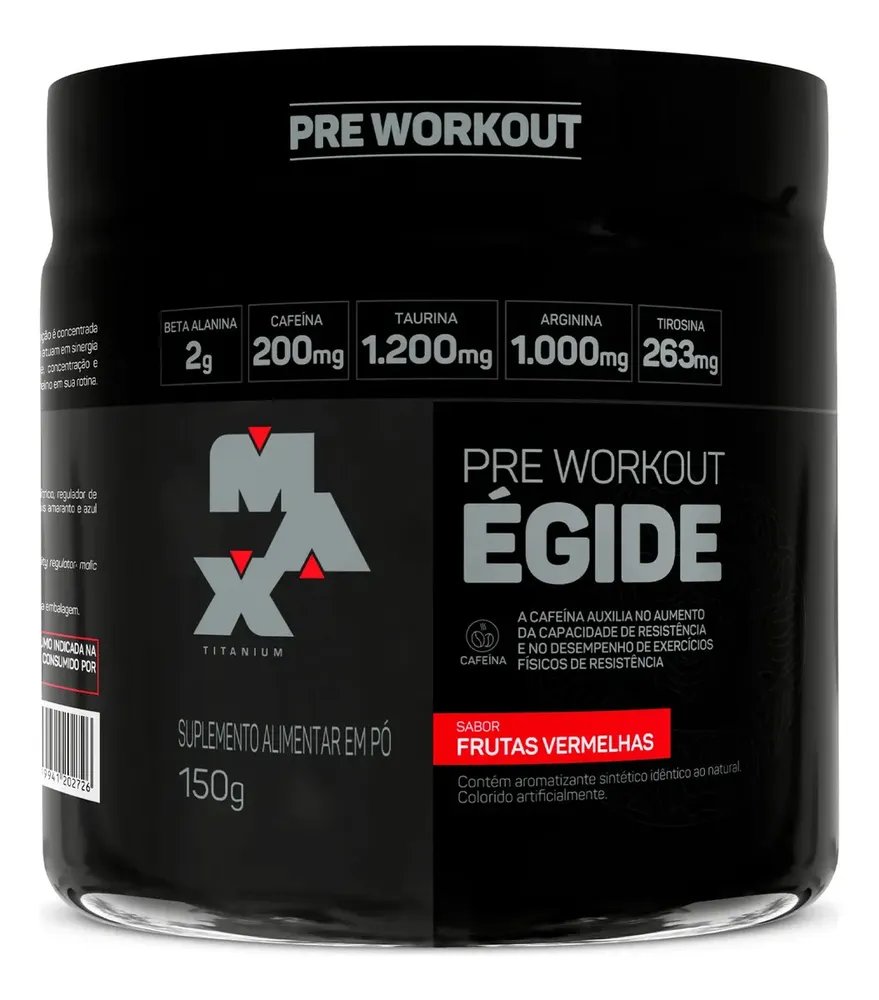 Pré Treino 150g Égide Max Titanium Frutas Vermelhas Energia e Foco