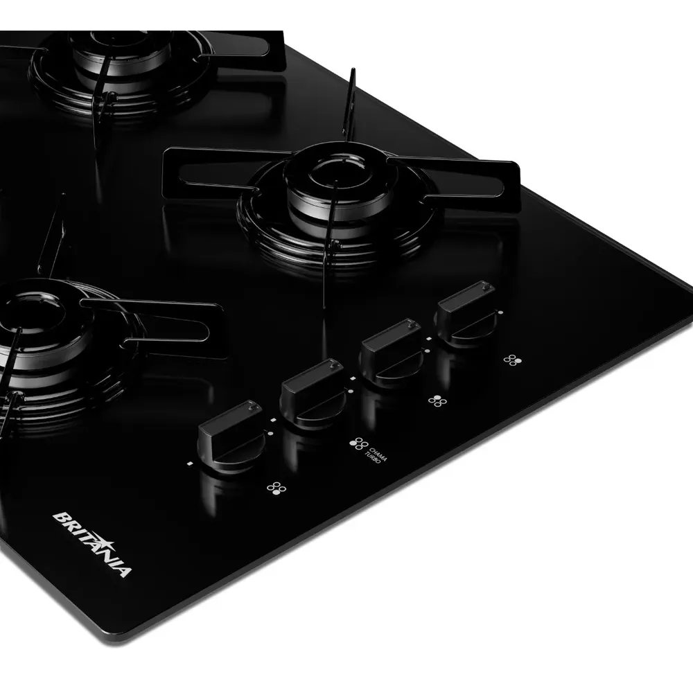 Cooktop 4 Bocas A Gás Britânia Bivolt Bct04a Preto 127/220v