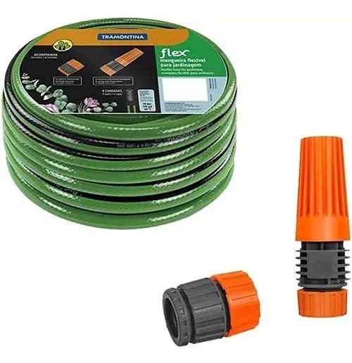Mangueira Tramontina Flex Verde 30mt com Esguicho e Bico Riscável
