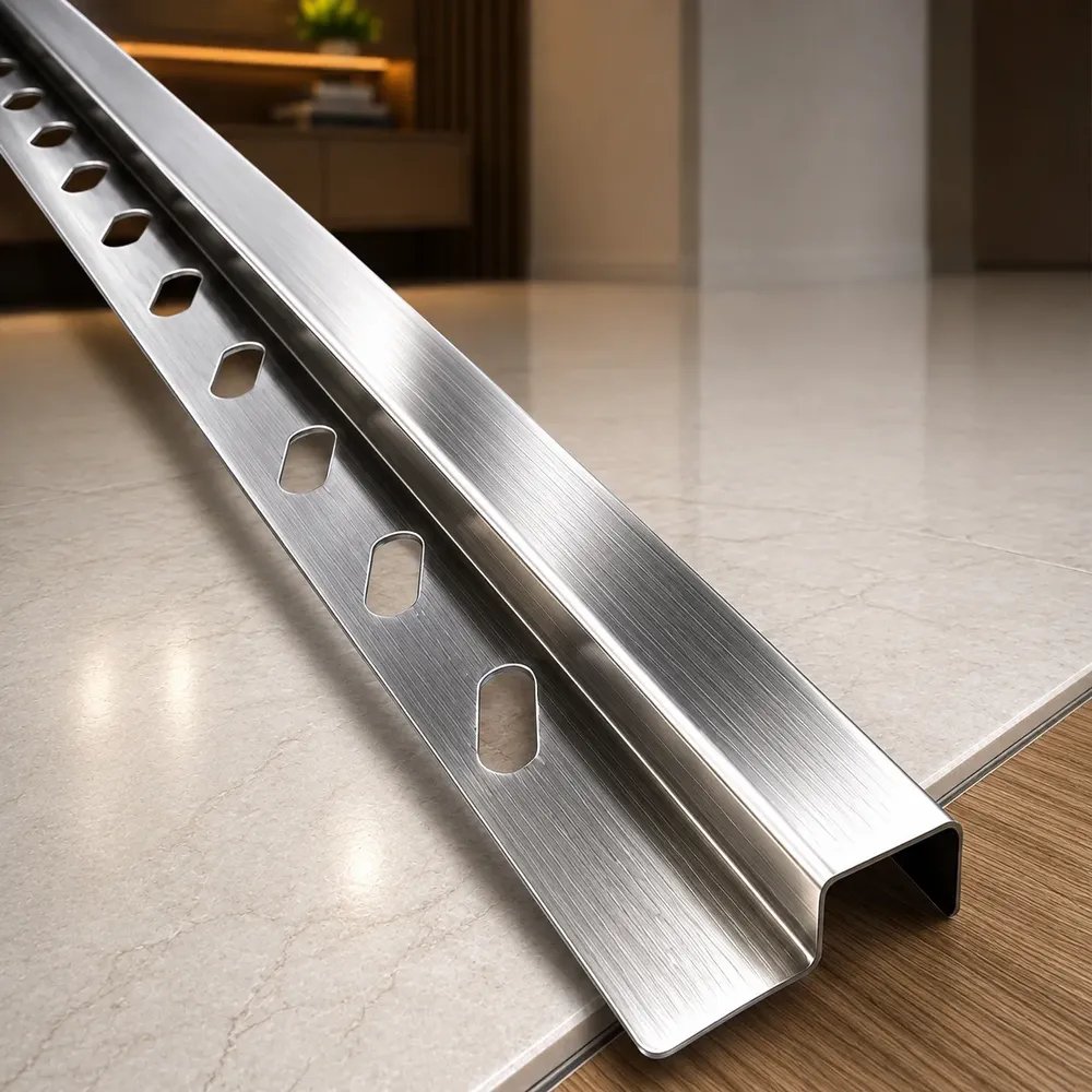 Perfil P Soleira 1m Aço Inox 304 Transição Piso Filete Luxo