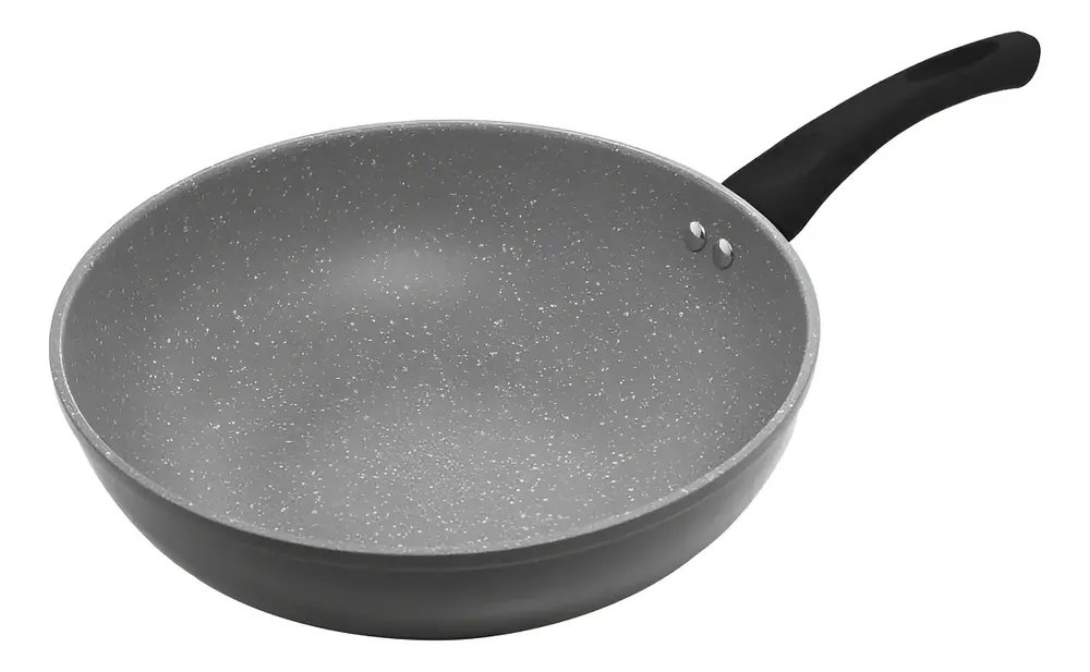 Frigideira Wok Antiaderente De Indução Granilite 28cm Lyor Cor Cinza