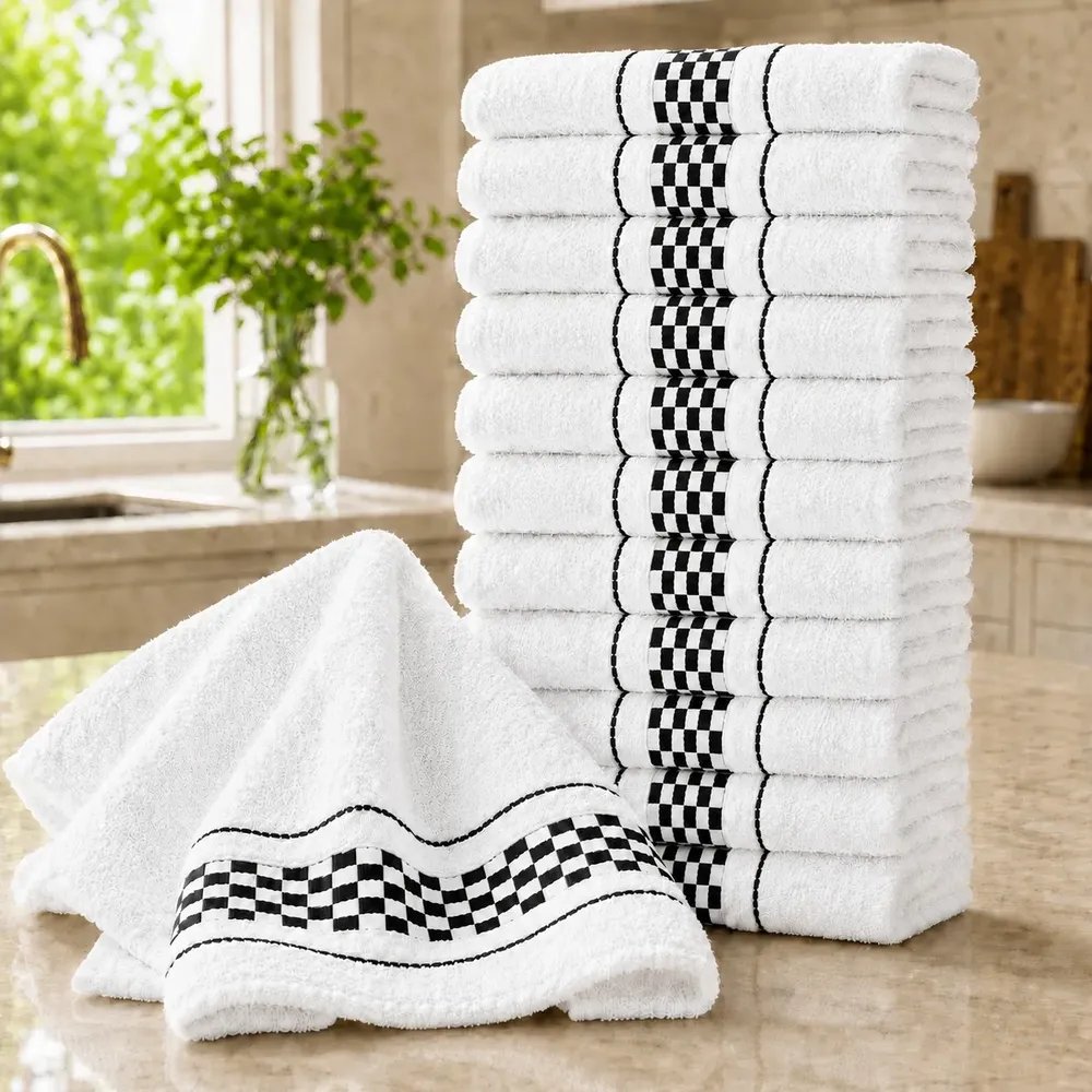 Kit 5 Panos De Prato Luxo Atoalhados Alta Absorção Premium Preto