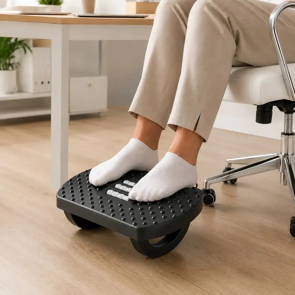 Apoio Descanso Para Pés Massageador Relaxante Ergonômico Escritório