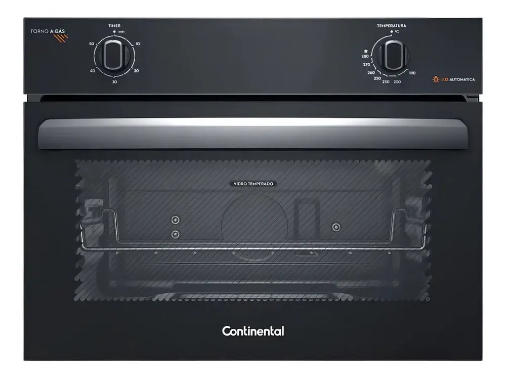 Forno de Embutir a Gás Continental 50L TOPLimpaFácil OC4GM Cor Preto