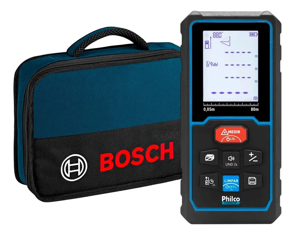 Trena A Laser Digital Philco 80m + Bolsa Transporte Bosch