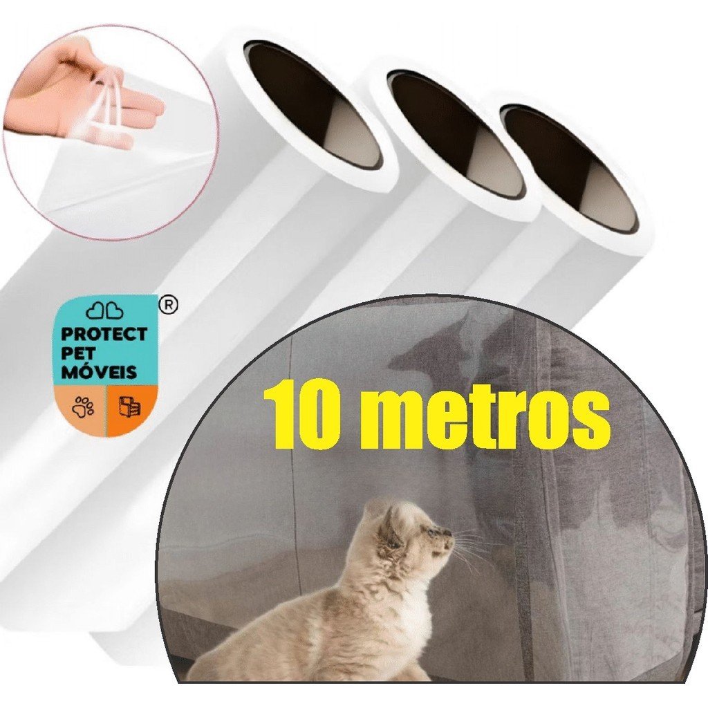 Kit 10 Rolos Filme Anti Arranhador Arranhão Protetor Adesivo Gato Sofa Arranhões Transparente Cama pet Original