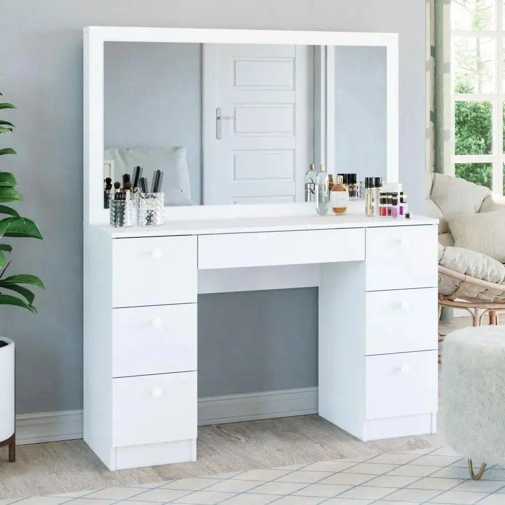 Penteadeira Ditália 7 Gavetas Pe-80 Branco Uv Acetinado