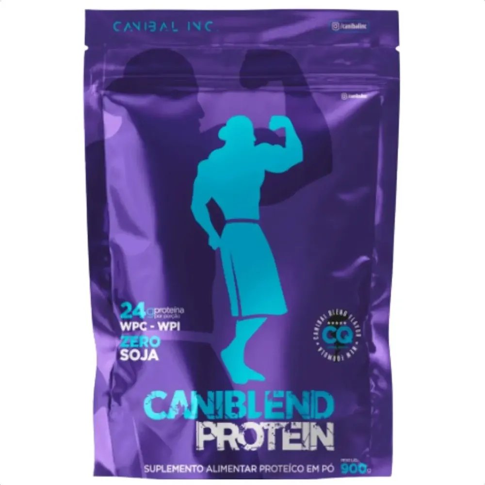 Caniblend Protein 24g Proteína Bcaa Glutamina Canibal 900g Sabor Morango