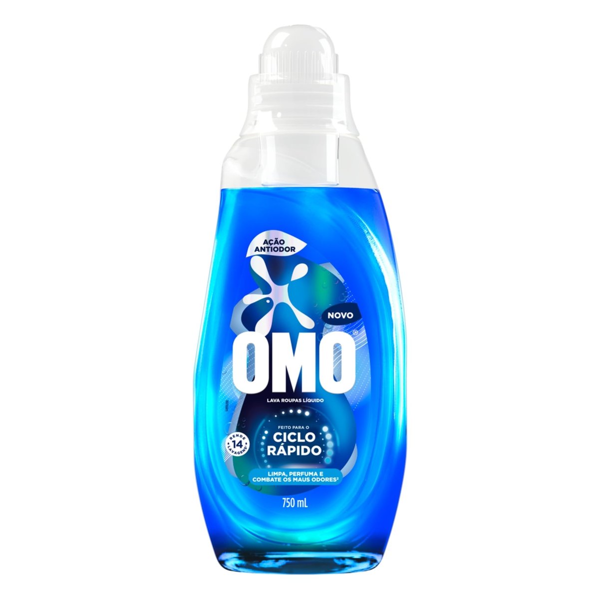Lava-Roupas Líquido Omo Ciclo Rápido Ação Antiodor Frasco 750ml