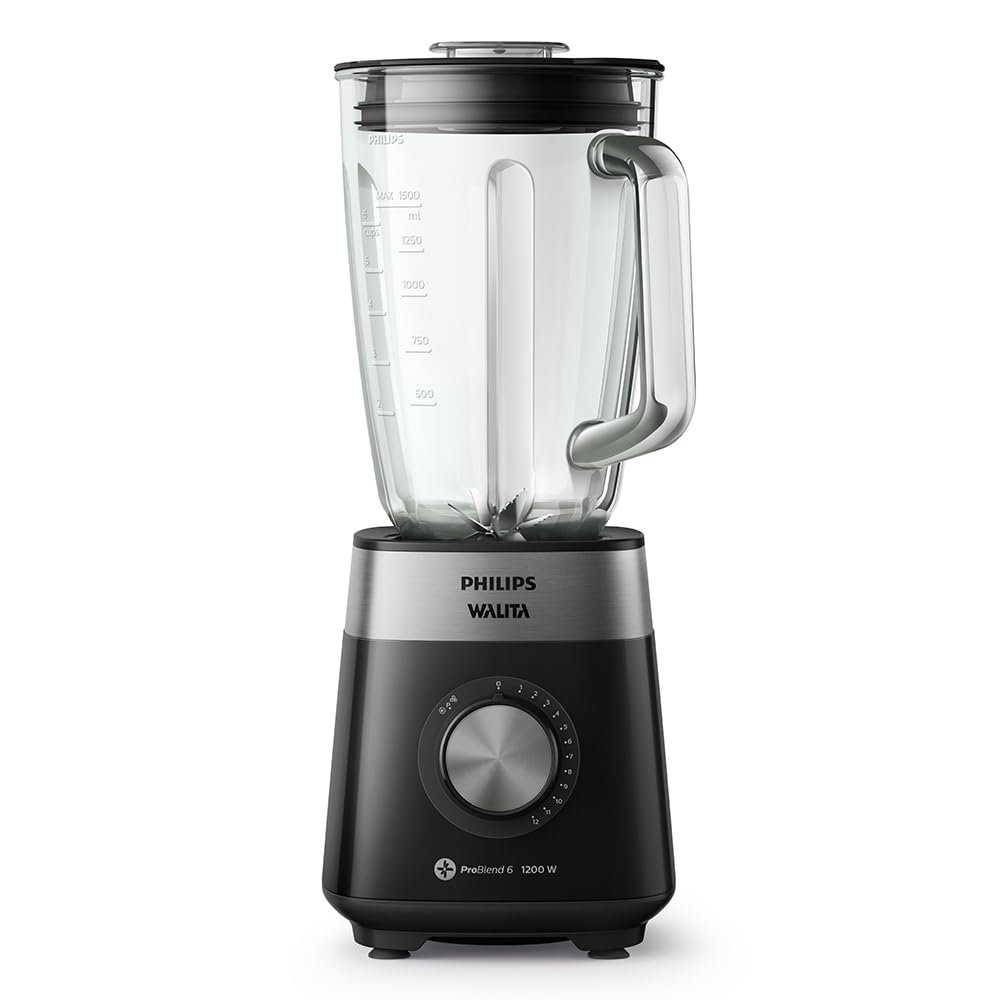 Philips Walita Liquidificador Série 5000 Jarra de Vidro 2L 1200W, Preto