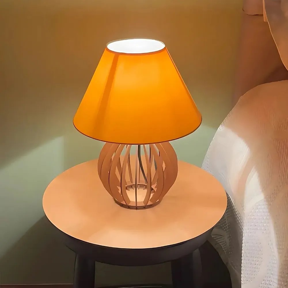 Abajur De Mesa Luminária Luz Quarto Cabeceira Sala Decoração Marrom Bege Bivolt 110v/220v