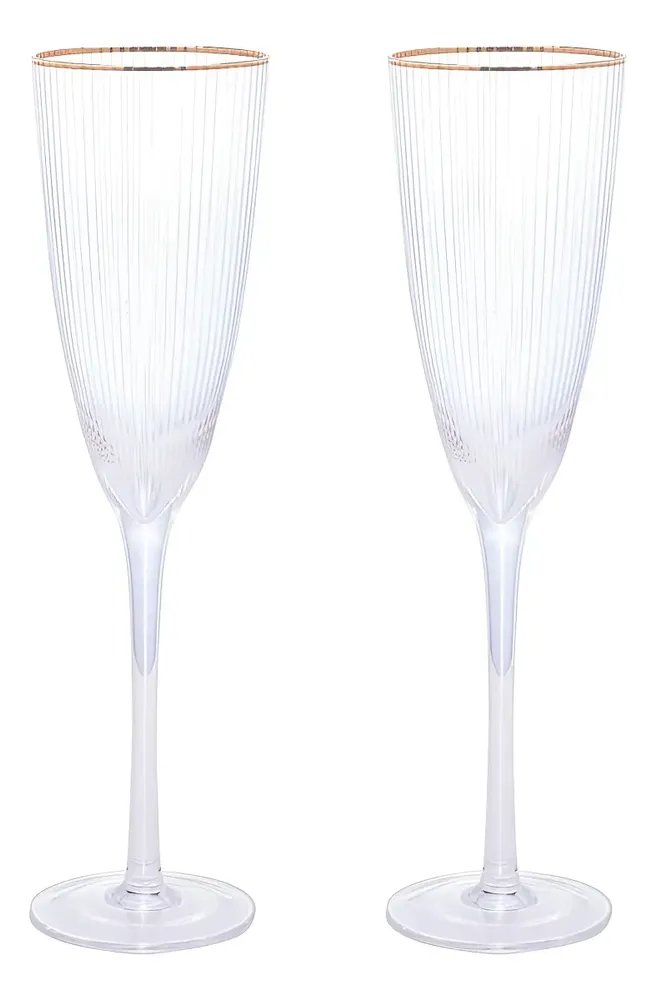 2 Taças Wolff De Vidro Para Vinho Com Borda Dourada 300ml