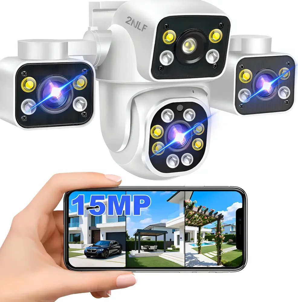 2nlf® 3 Lentes Câmera De Segurança Wi-fi Externa 360° 15mp