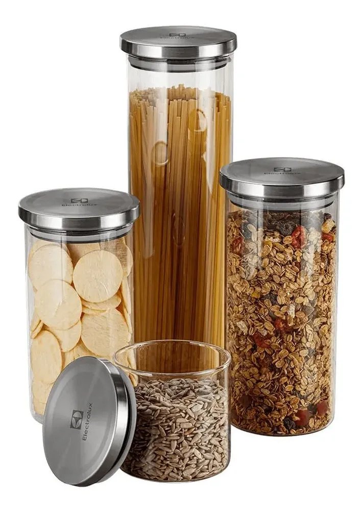 Kit Potes De Vidro Porta Mantimentos Herméticos Electrolux - Transparente