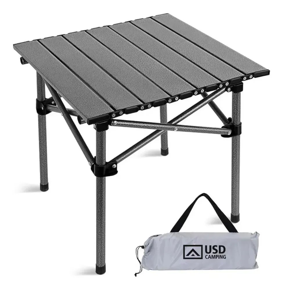 Mesa Camping Dobrável USD Portátil Alumínio Praia Acampamento Camping Churrasco Cor Preto