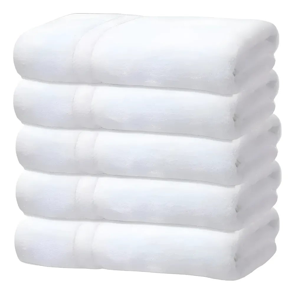 Kit 5 Toalhas Banho Gigante Grossa Hotel Luxo 75x150cm 480g Branco Hotel