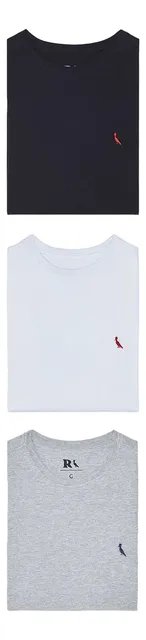 Kit 3 Camiseta Básicas Brasa E Gota Pica Pau Bordado Reserva