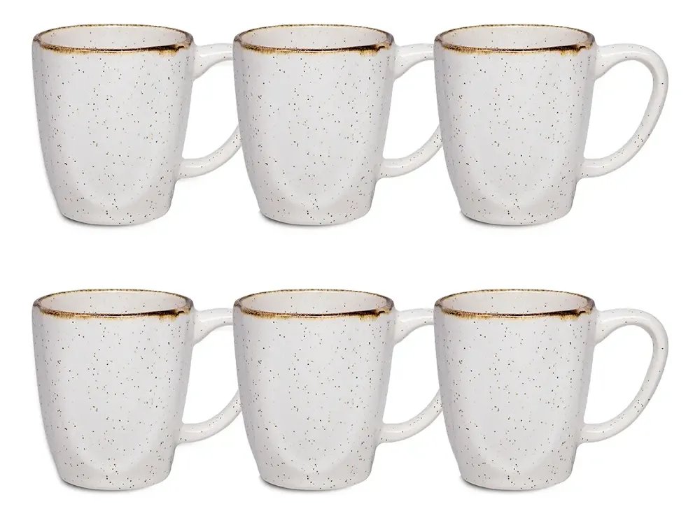 Jogo Com 6 Canecas De 260ml Em Porcelana Ryo Maresia Oxford