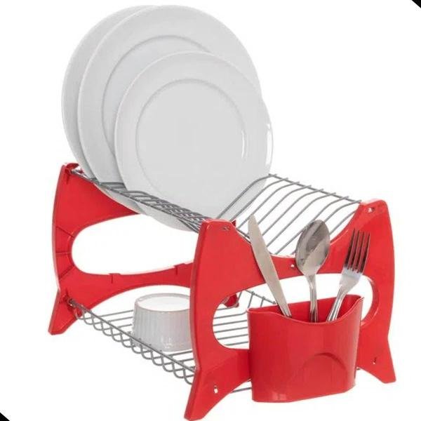 Escorredor De Louca Cozinha 13 Pratos Copo Duplo 2 Andares Porta Talheres