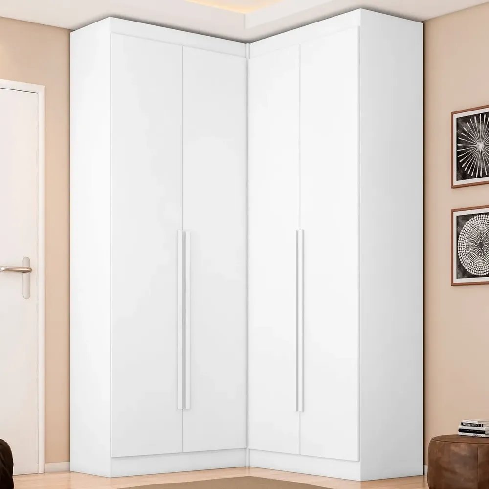 Guarda-roupa Dormitório Casal Canto Com 4 Portas Versatille Branco