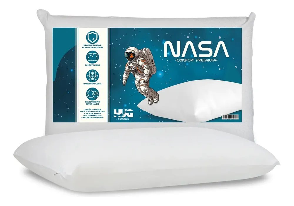 Travesseiro Hug Nasa Viscoelástico Antialérgico