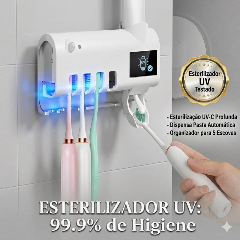 Suporte para Escova de Dentes com Dispensador de Creme Dental