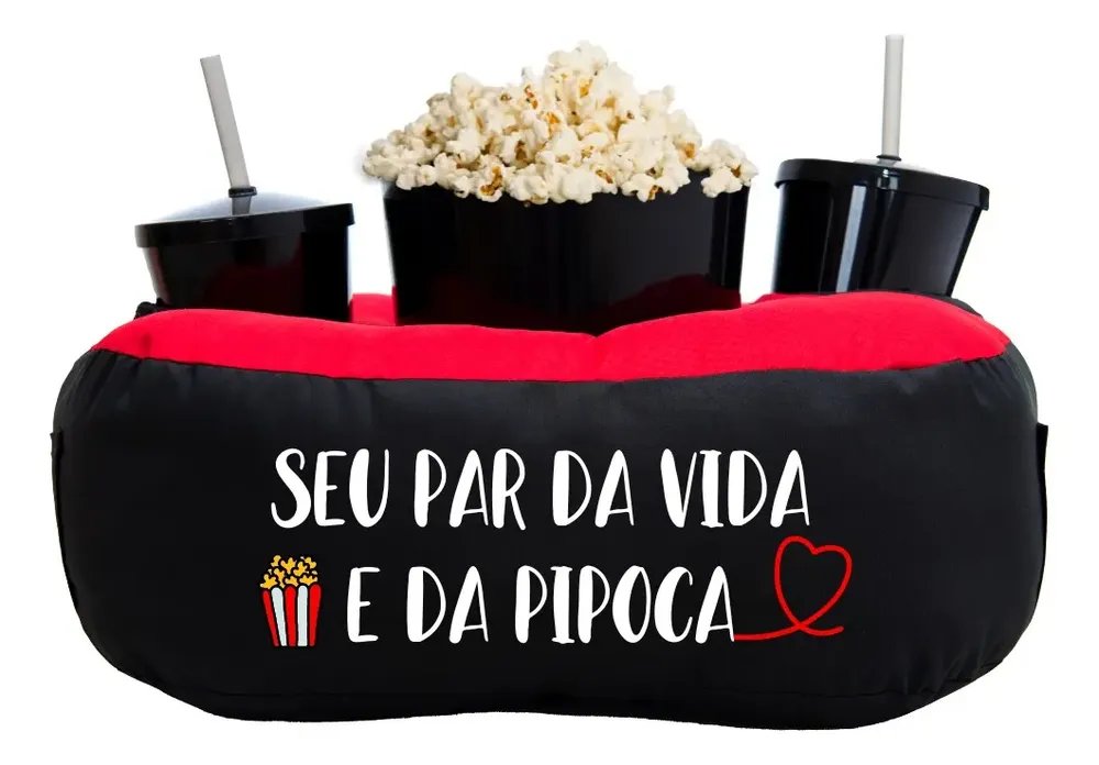 Almofada Porta Pipoca Bicolor Casal Par Da Vida Preto Par Da Vida