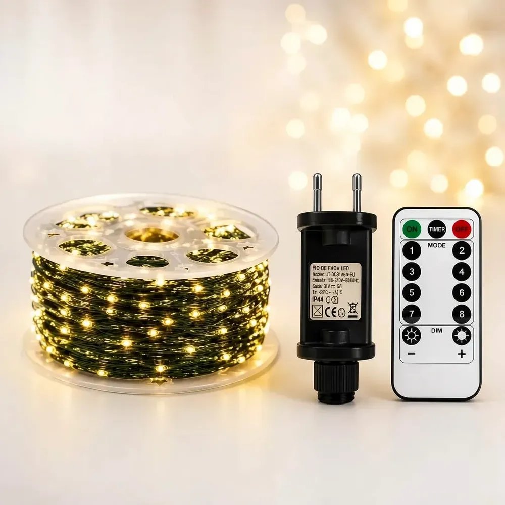 Fio De Fada Cordão De Luz Led 100m 1000 Leds Fio Verde Natal Branco Quente 110v/220v