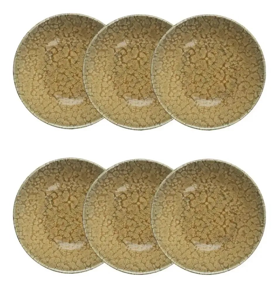 Jogo De 6 Pratos Fundos 20,5 Cm Oxford Unni Solara Marrom