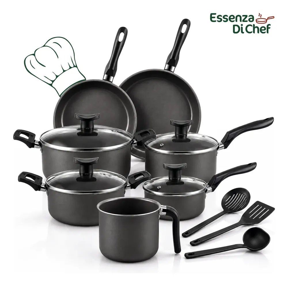 Conjunto Panelas Antiaderente 10 Peças Teflon Várias Cores Preto