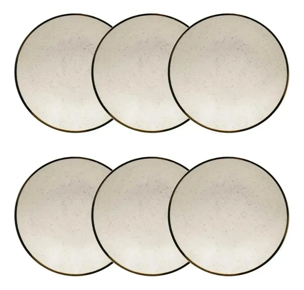 Jogo 6 Pratos Fundos Rustico Brisa 20,5cm Oxford Porcelanas