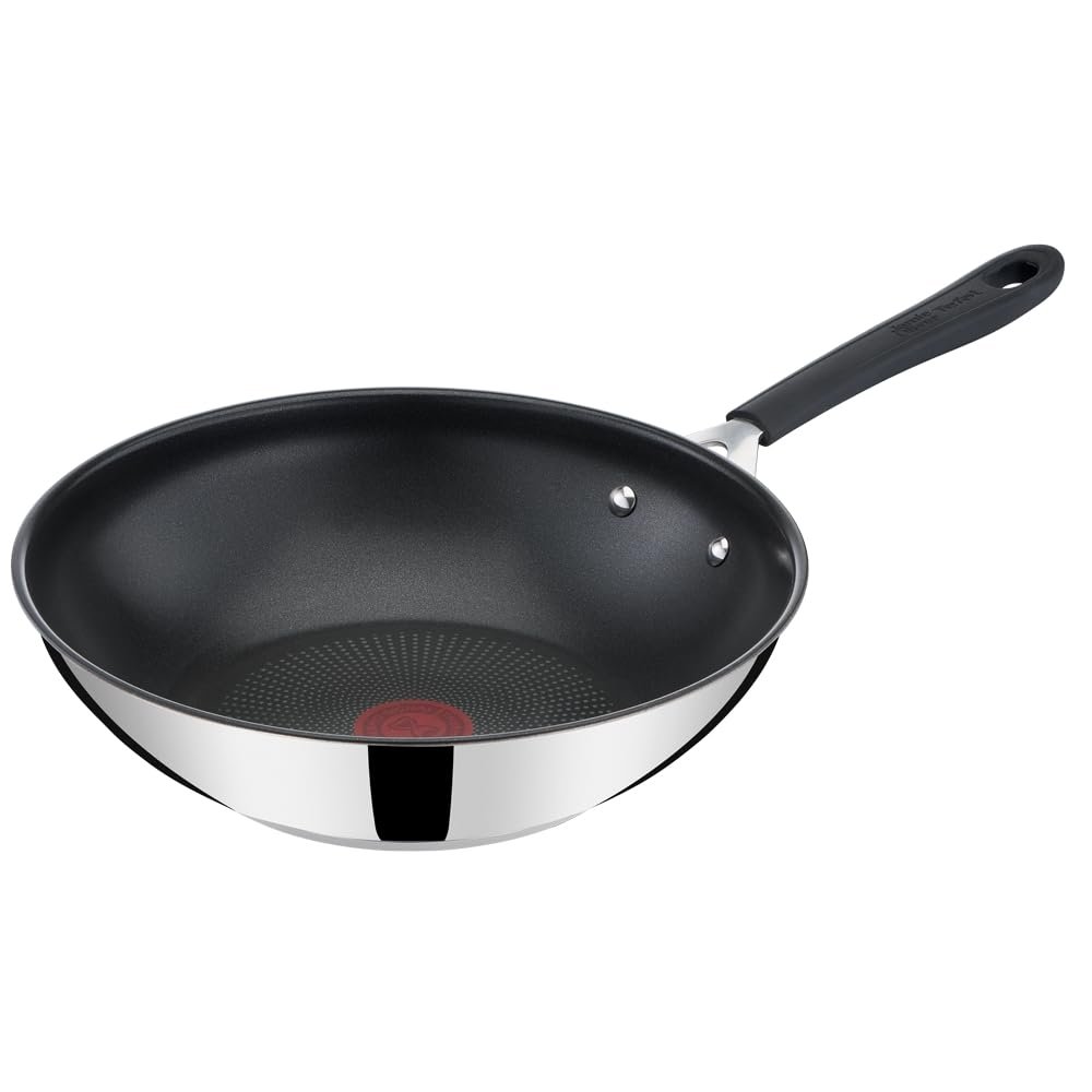 Frigideira Wok Tefal Jamie Oliver 28cm, Inox, com Fundo de Indução, Revestimento Titanium e Thermo Sinal