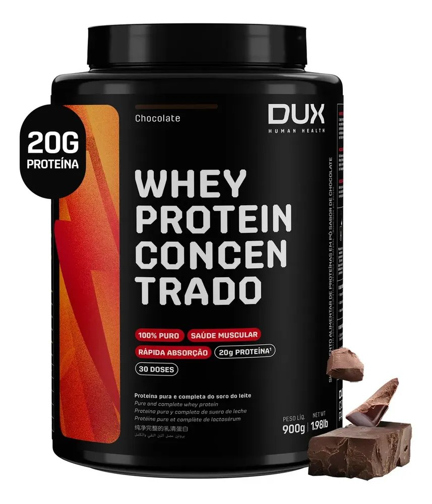 Proteína Dux Nutrition Whey Protein Concentrado Pote 900G sabor Chocolate x 900g