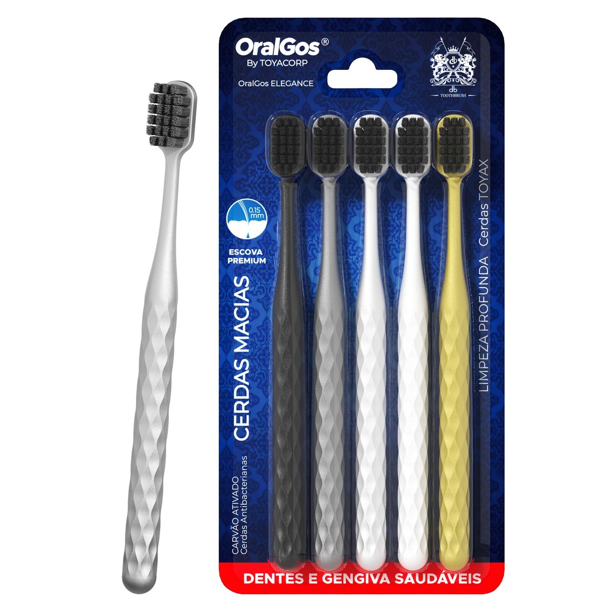 OralGos Escova de Dente Adulto, Macia, 5 Unidades para Gengivas Sensíveis
