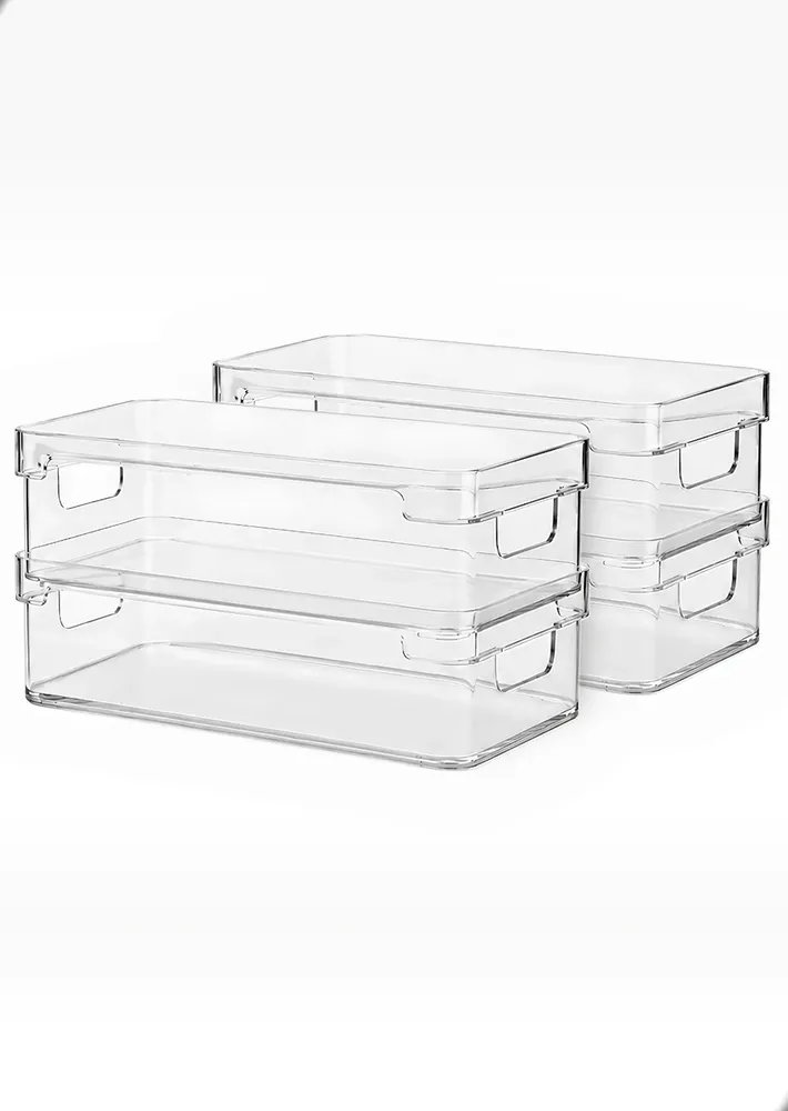 Kit 4 Organizador Geladeira Armario Casa Dispensa Multiuso Transparente